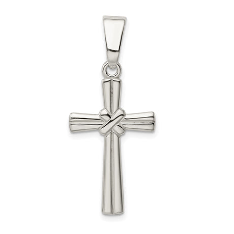Sterling Silver Cross Pendant with Polished Tapered Arms and Minimalist Design