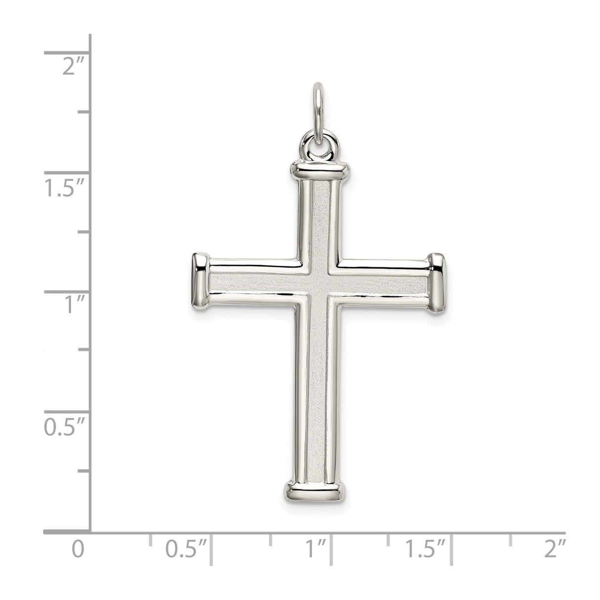 Sterling Silver Cross Pendant with Polished and Brushed Finish, Minimal Modern Design