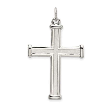 Sterling Silver Cross Pendant with Polished and Brushed Finish, Minimal Modern Design