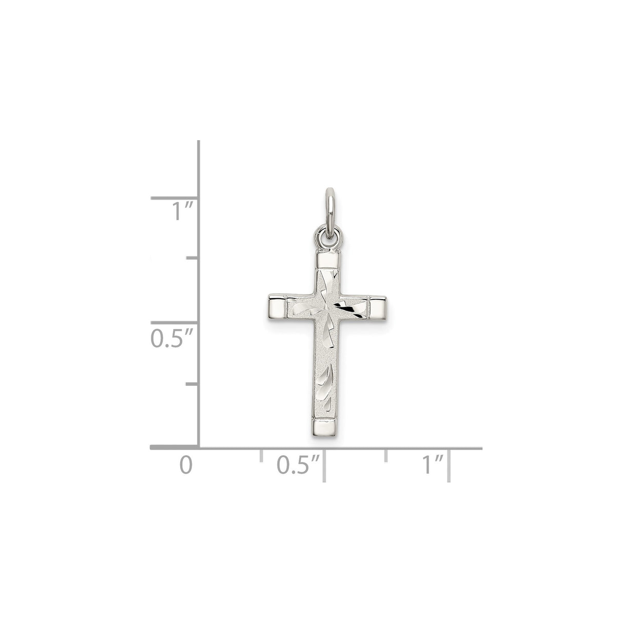 Sterling Silver Cross Pendant with Textured Satin Finish, Modern Geometric Design