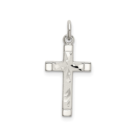 Sterling Silver Cross Pendant with Textured Satin Finish, Modern Geometric Design