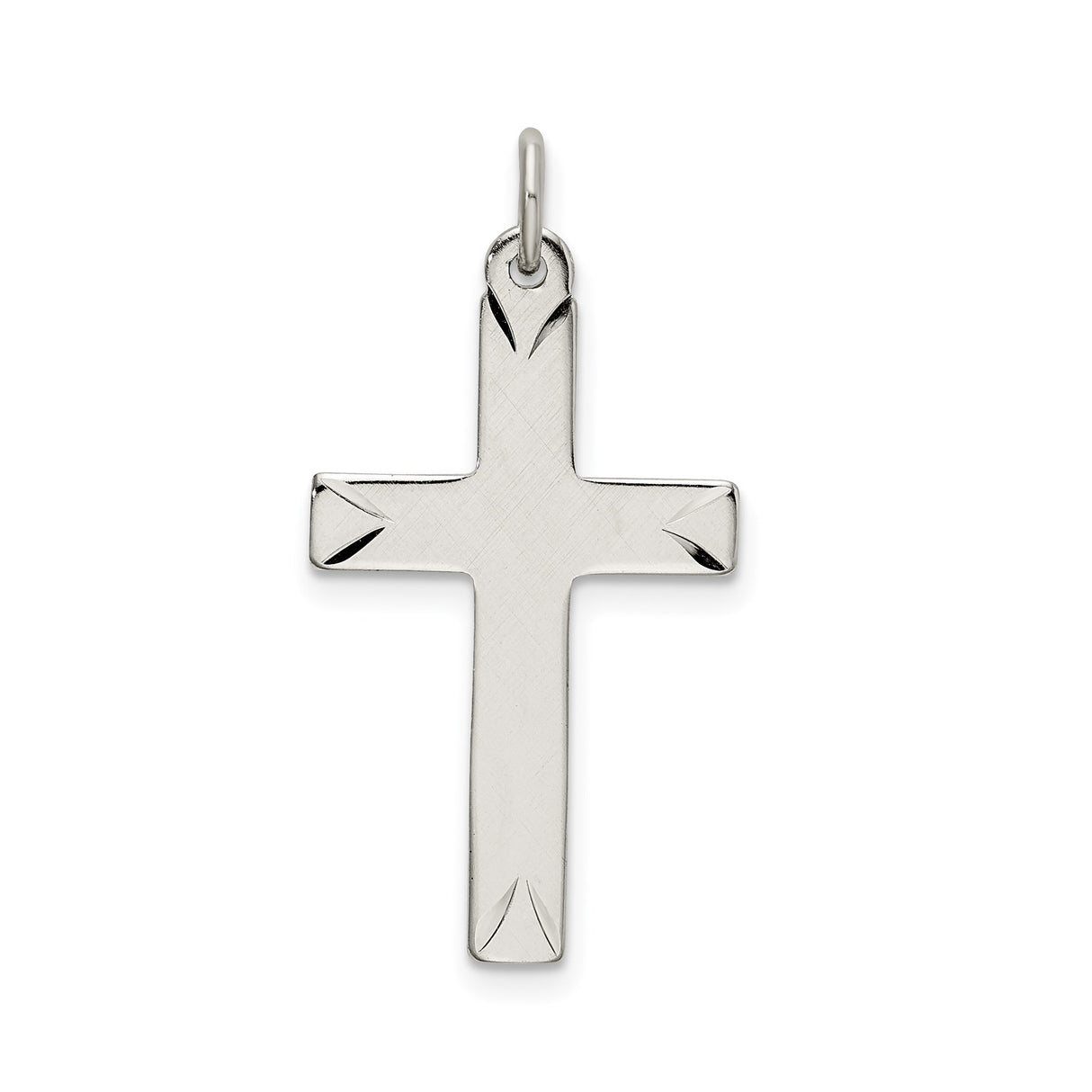 Sterling Silver Cross Pendant with Satin Finish, Minimalist Religious Design for Men and Women