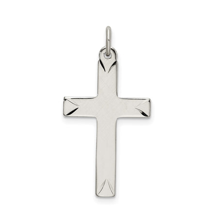 Sterling Silver Cross Pendant with Satin Finish, Minimalist Religious Design for Men and Women
