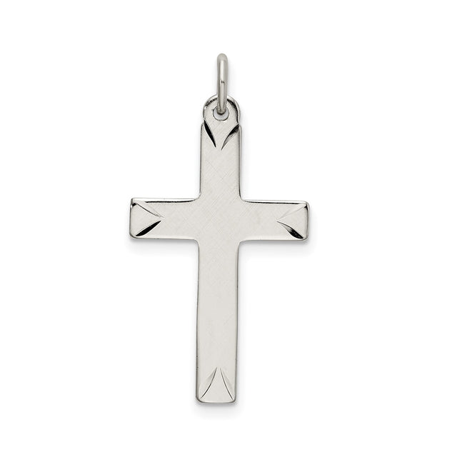 Sterling Silver Cross Pendant with Satin Finish, Minimalist Religious Design for Men and Women