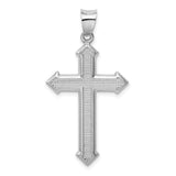 Sterling Silver Cross Pendant with Textured Design, High Polish Finish, Modern Faith Jewelry