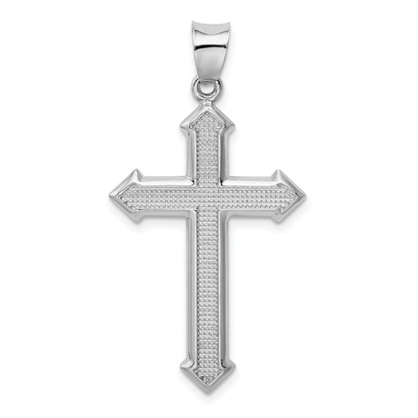 Sterling Silver Cross Pendant with Textured Design, High Polish Finish, Modern Faith Jewelry