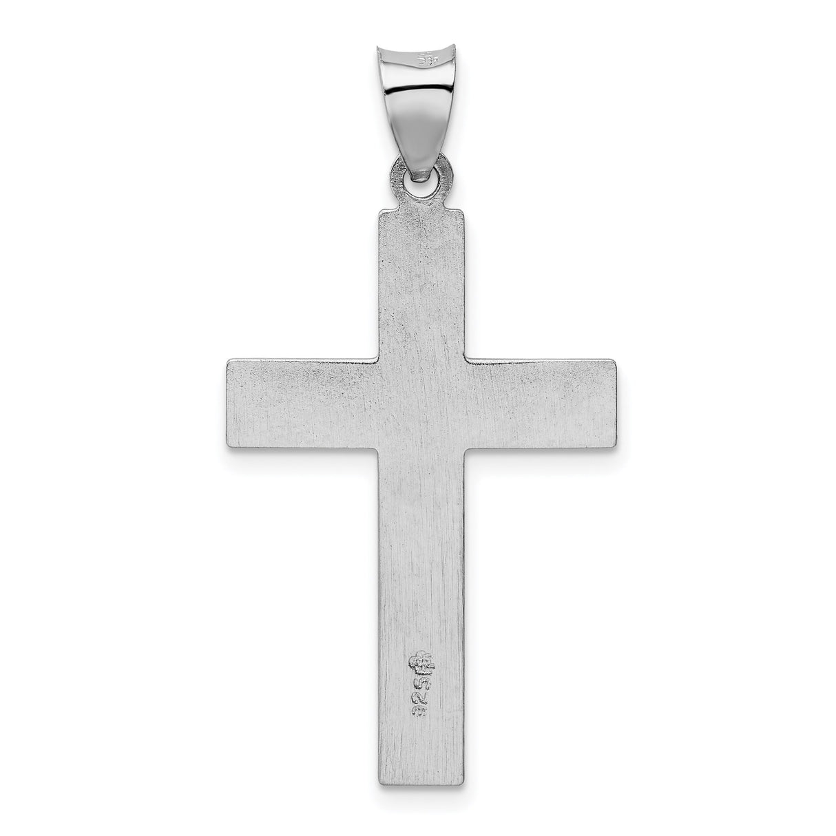 Sterling Silver Cross Pendant with Mirror Finish and Satin Detailing Religious Charm