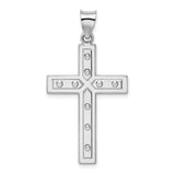 Sterling Silver Cross Pendant with Mirror Finish and Satin Detailing Religious Charm