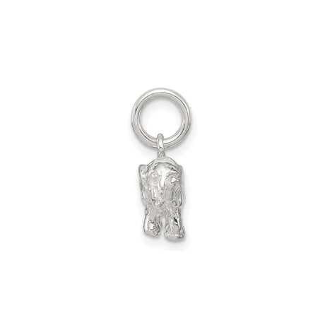 Sterling Silver Elephant Charm Pendant with Raised Trunk, Symbol of Good Luck and Strength