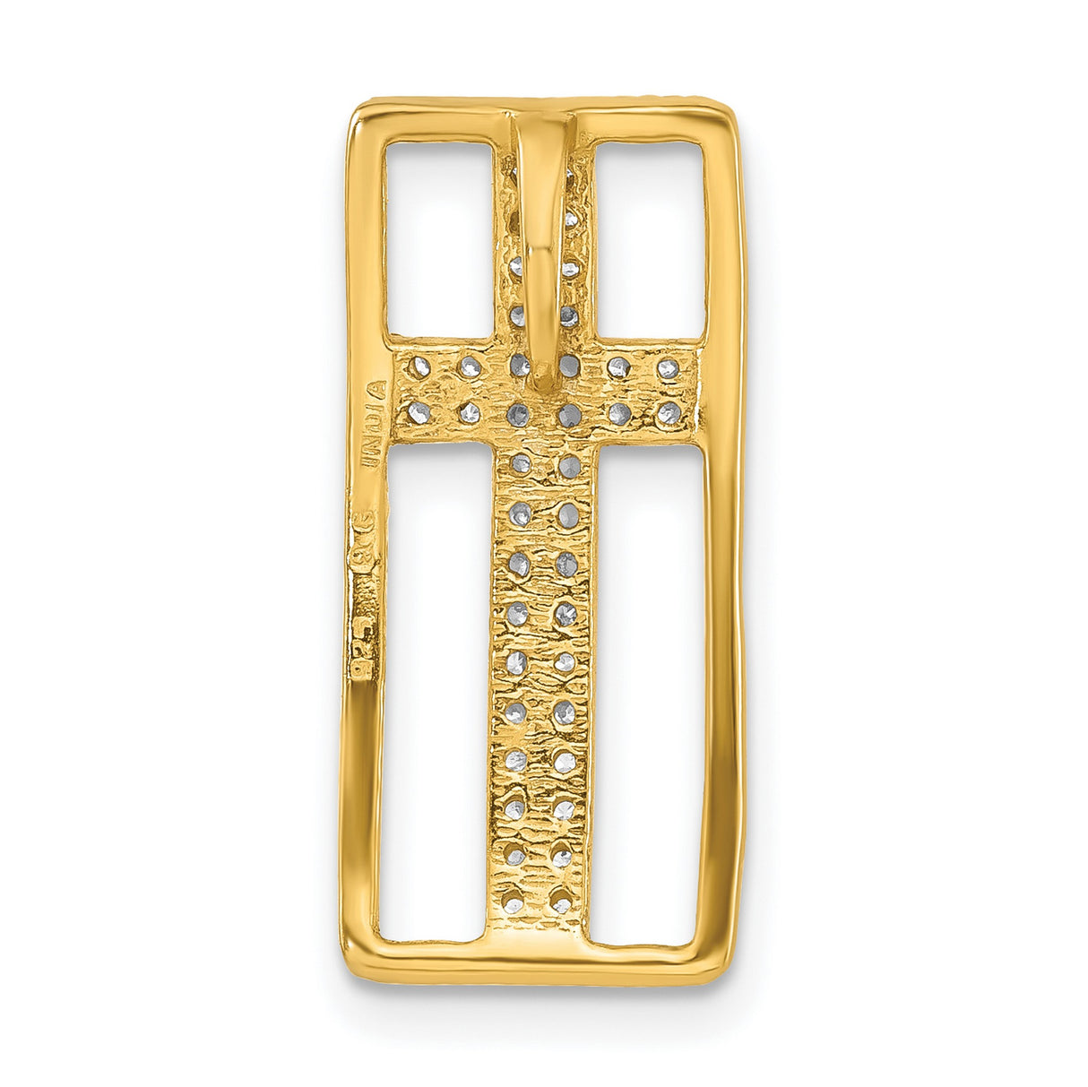 Gold tone CZ Cross Slide Charm Pendant in Real 925 Sterling Silver