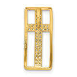 Gold tone CZ Cross Slide Charm Pendant in Real 925 Sterling Silver