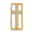 Gold tone CZ Cross Slide Charm Pendant in Real 925 Sterling Silver