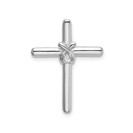 Sterling Silver Cross Pendant with Cubic Zirconia, Minimalist Polished Faith Jewelry