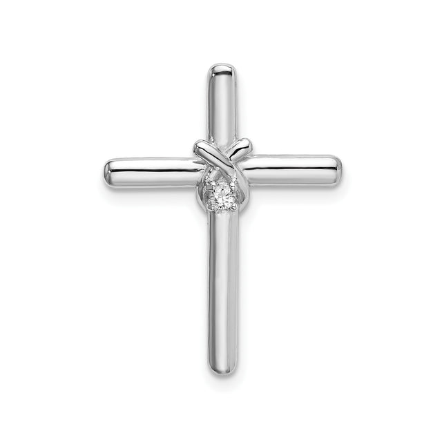 Sterling Silver Cross Pendant with Cubic Zirconia, Minimalist Polished Faith Jewelry