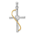 Sterling Silver Cross Pendant with Cubic Zirconia, Gold Tone Accents, Faith Jewelry for Men and Women