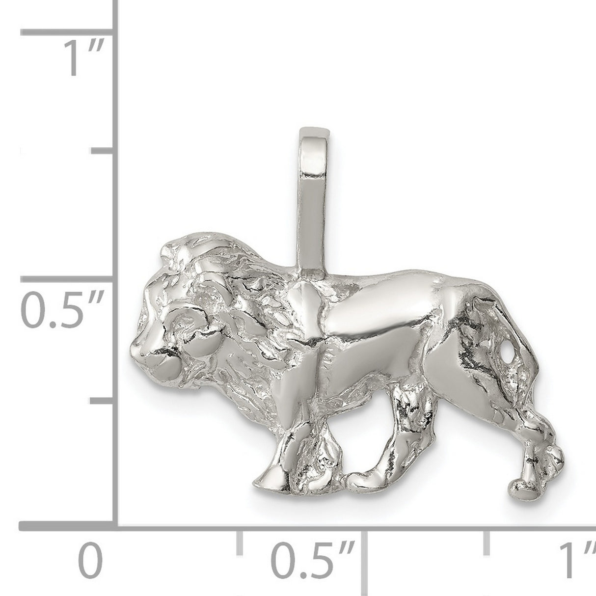 Walking Male Lion Charm Pendant in Real 925 Sterling Silver