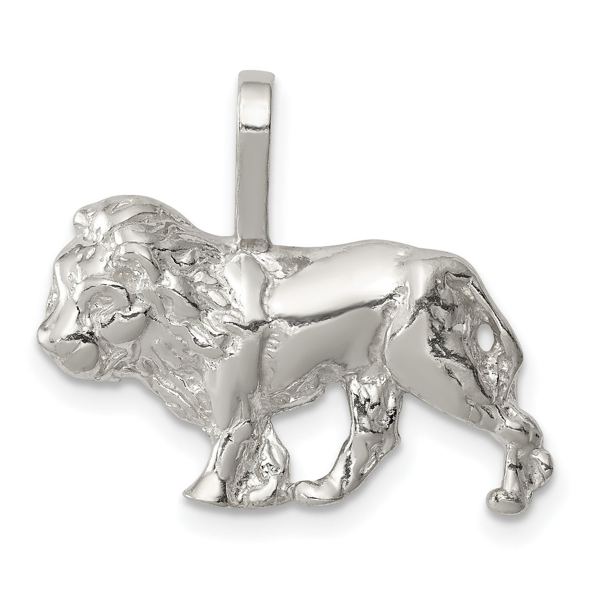 Walking Male Lion Charm Pendant in Real 925 Sterling Silver
