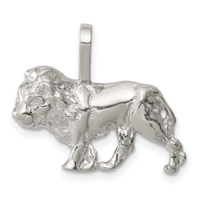 Walking Male Lion Charm Pendant in Real 925 Sterling Silver