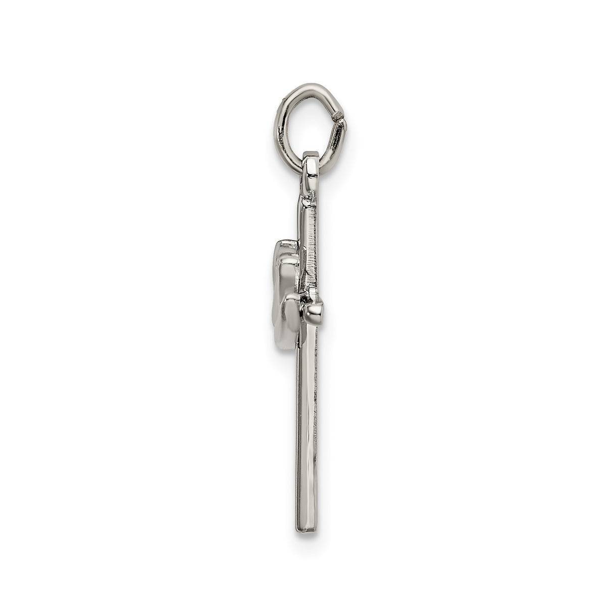 Sterling Silver Cross Pendant with Textured Dove, Satin Finish and Polished Details