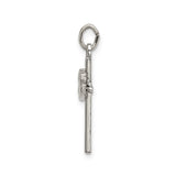 Sterling Silver Cross Pendant with Textured Dove, Satin Finish and Polished Details