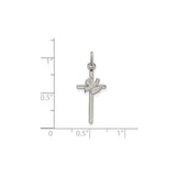 Sterling Silver Cross Pendant with Textured Dove, Satin Finish and Polished Details