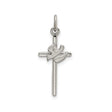 Sterling Silver Cross Pendant with Textured Dove, Satin Finish and Polished Details