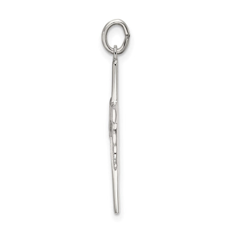 Sterling Silver Cross Pendant with Draped Satin Finish and Polished Detail for Men and Women