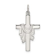 Sterling Silver Cross Pendant with Draped Satin Finish and Polished Detail for Men and Women