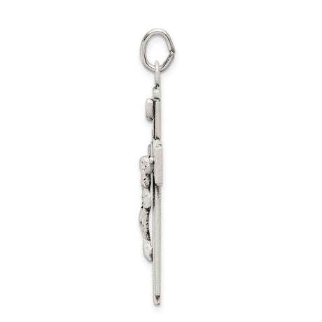 Sterling Silver Crucifix Cross Pendant with INRI Jesus Design and Flared Arms