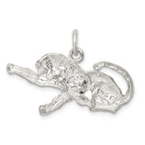 Sterling Silver Bulldog Pendant, Leaping Dog Charm, Unisex Animal Design