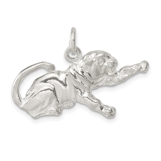 Sterling Silver Bulldog Pendant, Leaping Dog Charm, Unisex Animal Design