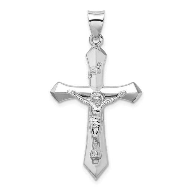 Sterling Silver Crucifix Pendant with Jesus Relief and INRI Detail for Men and Women