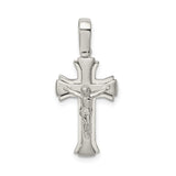 Sterling Silver Crucifix Cross Pendant with Satin and Polished Finish for Men and Women