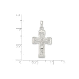 Sterling Silver Crucifix Cross Pendant with Textured and Polished Finish for Men and Women