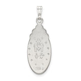 Sterling Silver Virgin Mary Oval Pendant with Halo and Clear Crystal Accents