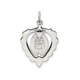 Sterling Silver Heart Virgin Mary Pendant with Blue Crystal Accents, Religious Medal for Women