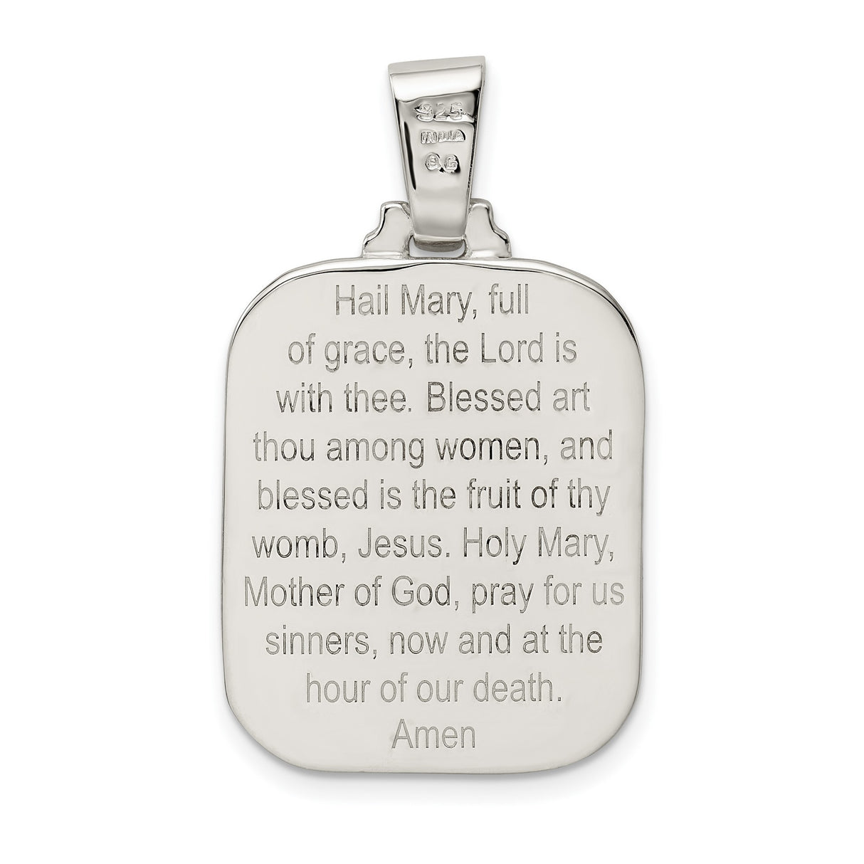 Sterling Silver Virgin Mary Pendant with Raised Image, Catholic Religious Medal for Women or Unisex Wear