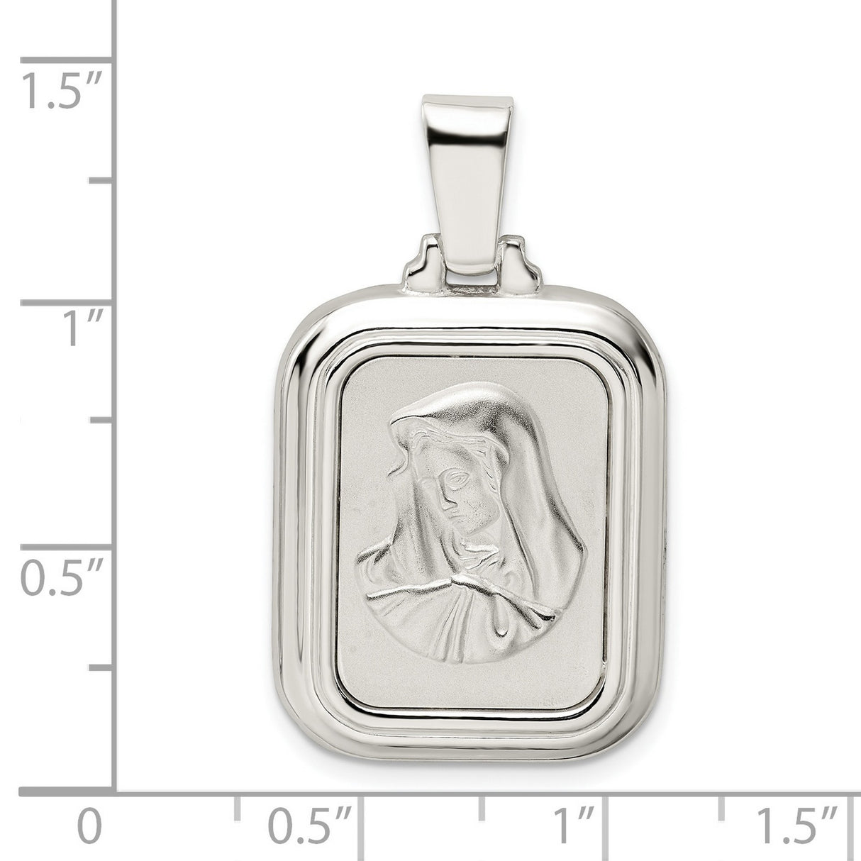 Sterling Silver Virgin Mary Pendant with Raised Image, Catholic Religious Medal for Women or Unisex Wear
