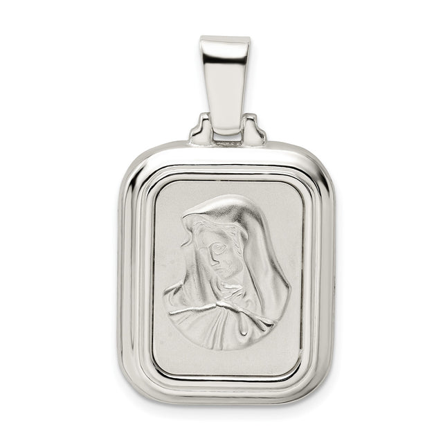 Sterling Silver Virgin Mary Pendant with Raised Image, Catholic Religious Medal for Women or Unisex Wear