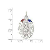 Sterling Silver Saint Christopher Medal Pendant with Navy Seal Design for Men