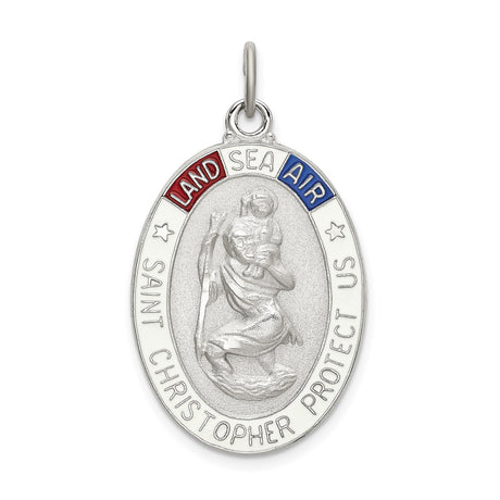 Sterling Silver Saint Christopher Medal Pendant with Navy Seal Design for Men