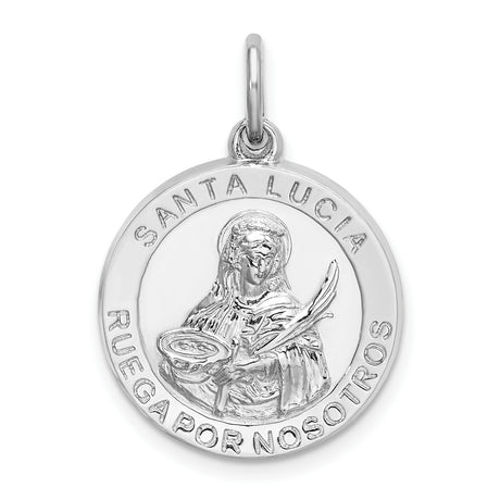 Sterling Silver Saint Lucia Pendant with Santa Lucia Ruega Por Nosotros Inscription