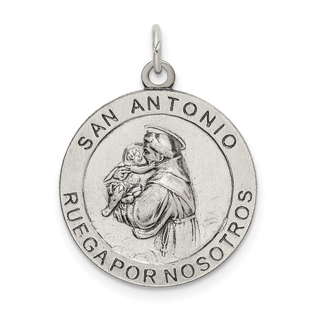 Sterling Silver Saint Anthony Pendant with San Antonio Ruega Por Nosotros Inscription
