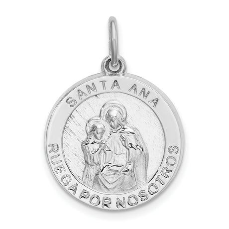 Sterling Silver Saint Anne Medal Pendant with Virgin Mary, Christian Catholic Jewelry