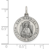 Sterling Silver St Gabriel Medal Pendant with Spanish San Gabriel Ruega Por Nosotros Inscription