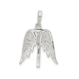 Sterling Silver Cross Pendant with Angel Wings , Spiritual Religious Jewelry for Men and Women