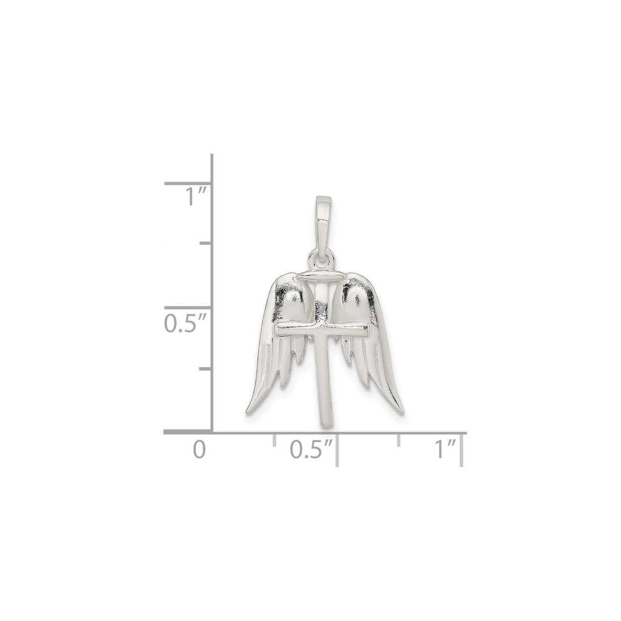 Sterling Silver Cross Pendant with Angel Wings , Spiritual Religious Jewelry for Men and Women