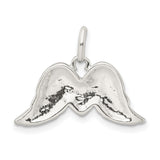Polished Enamel Glitter Fabric Heart Wings Charm Pendant in Real 925 Sterling Silver