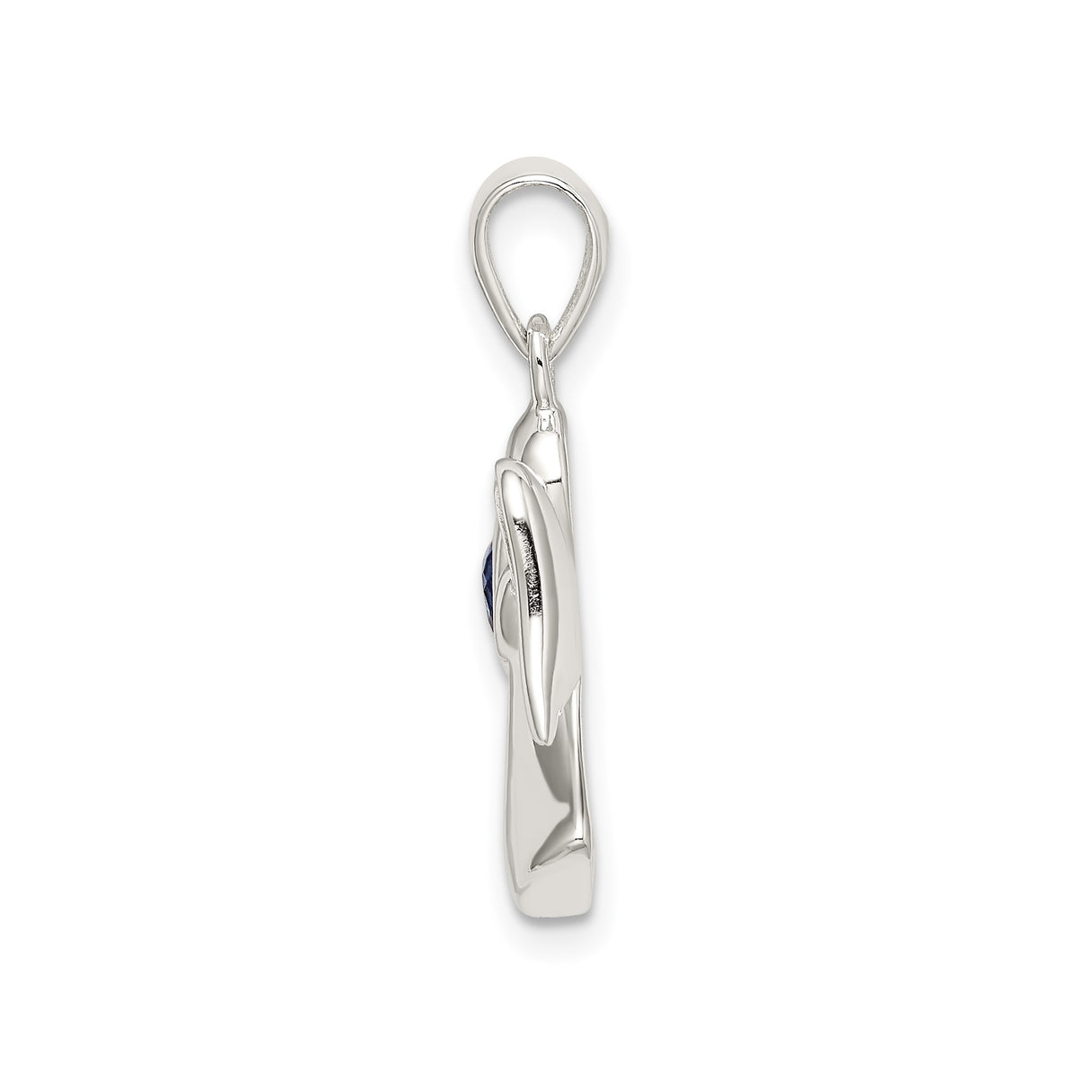 Sterling Silver Angel Pendant with Blue Cubic Zirconia Heart, Christian Faith Jewelry for Women