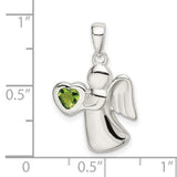 Angel Light Green CZ Heart Charm Pendant in Real 925 Sterling Silver